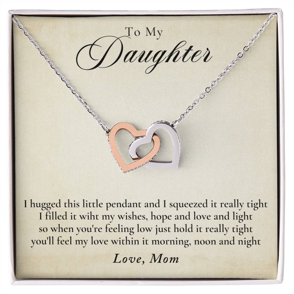To My Daughter - Love Mom Interlocking Hearts Necklace
