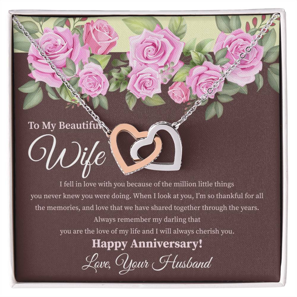 My Beautiful Wife - 2 Hearts Necklace Interlocking Hearts Necklace