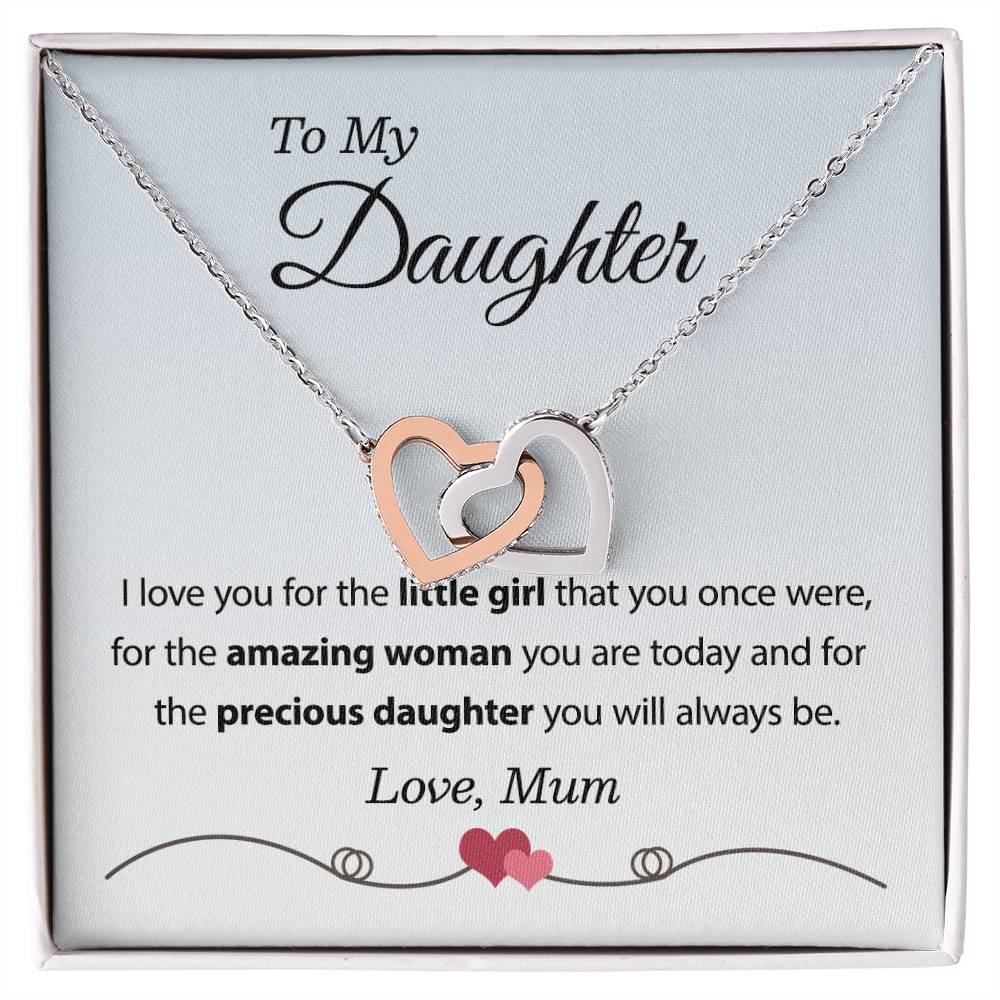 To My Daughter Necklace From Mum Interlocking Hearts Necklace