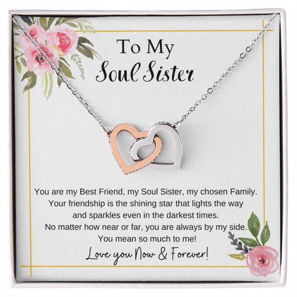To My Soul Sister Interlocking Hearts Necklace