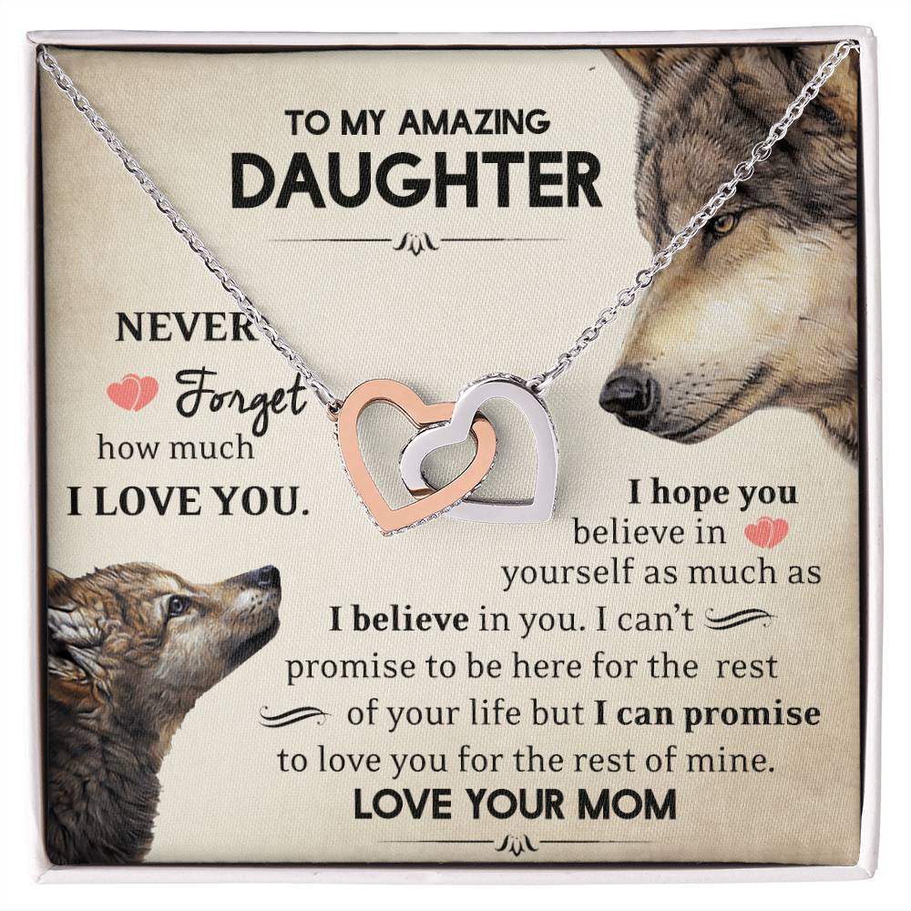 To My Daughter - Never Forget - Necklace Interlocking Hearts Necklace