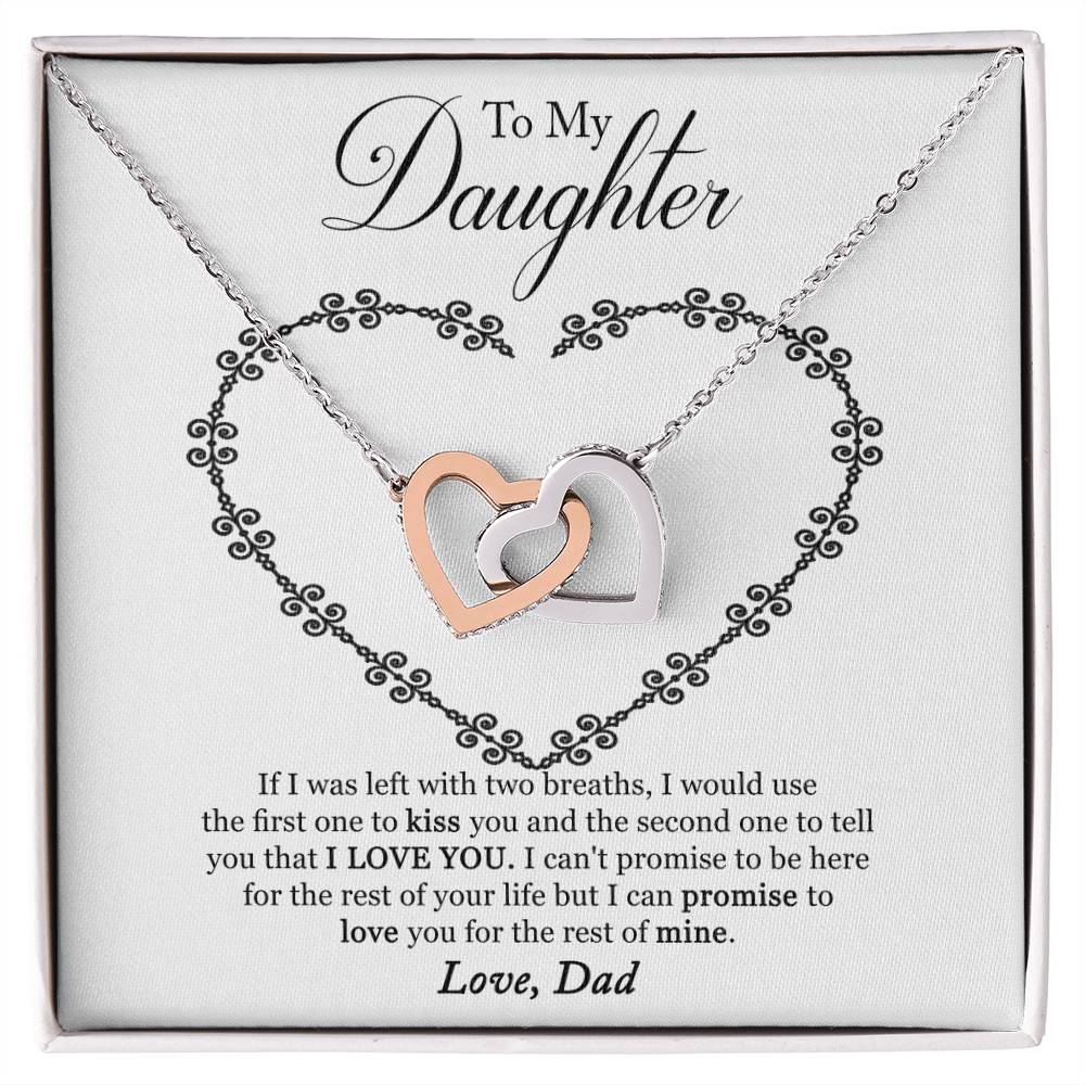 To My Daughter - I Promise To Love You For The Rest Of My Life Interlocking Hearts Necklace