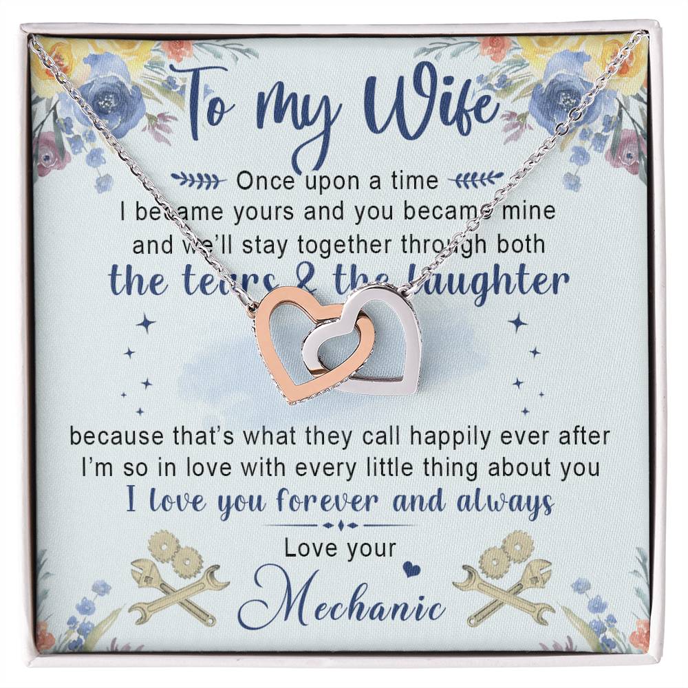 Gift For The Wife&#39;S Mechanic Interlocking Hearts Necklace