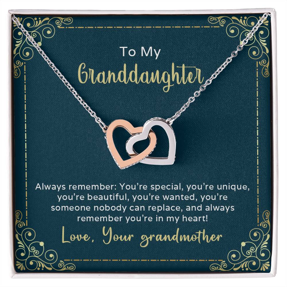 Interlocking Hearts Necklace To My Granddaughter Always Remember You'Re Special