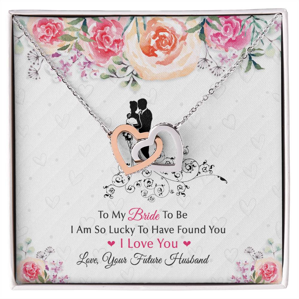 To My Bride To Be . Interlocking Hearts White Silhouette Design Interlocking Hearts Necklace