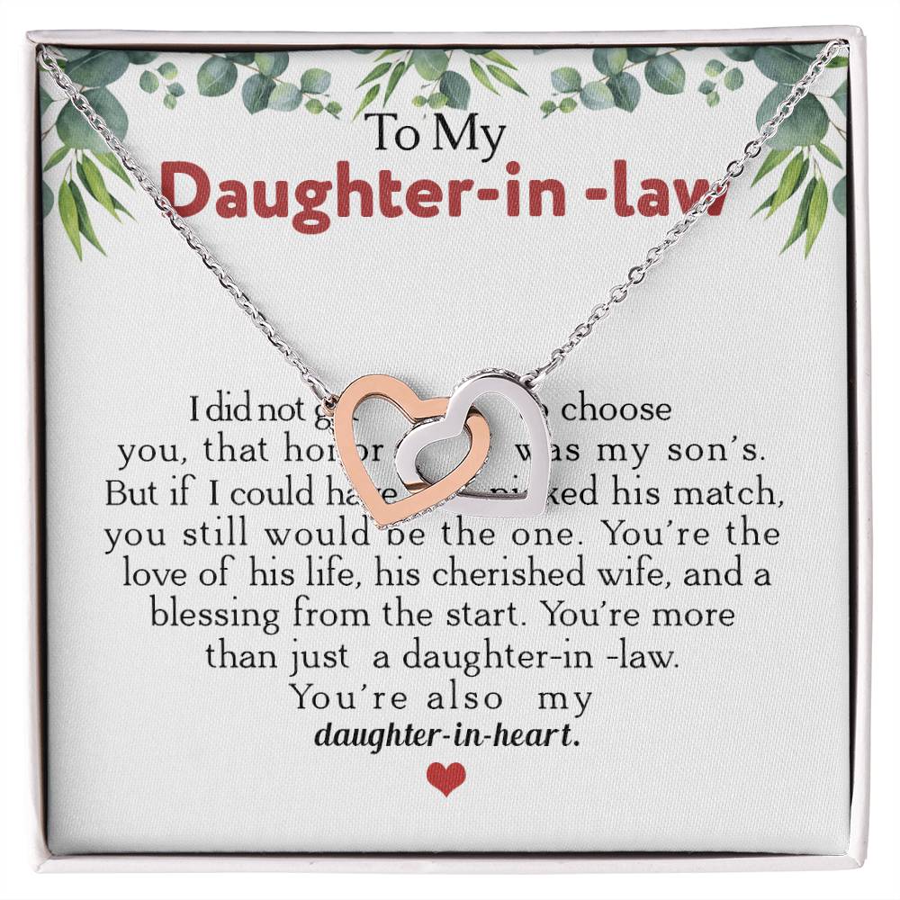 To My Daughter-In-Law You&#39;Re Also My Daughter In Heart Interlocking Hearts Necklace