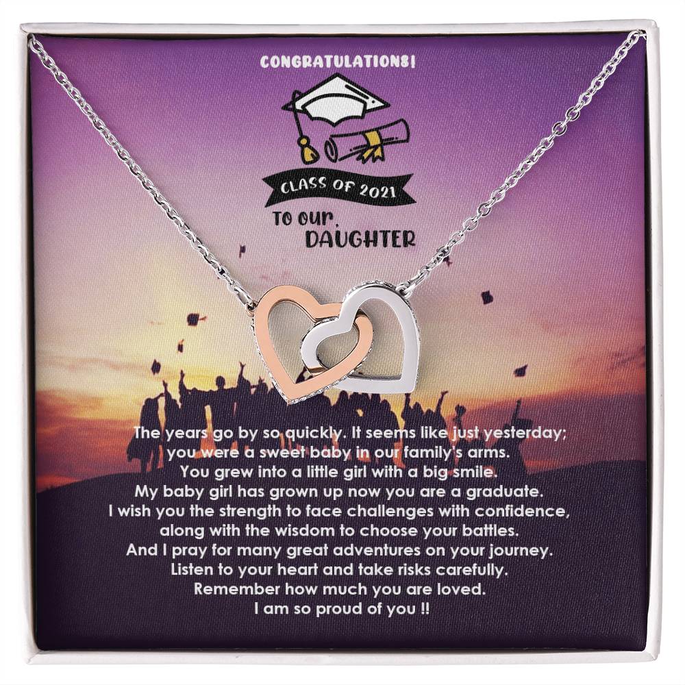 Interlocked Never-Ending Love Necklace For My Loving Graduate Daughter Interlocking Hearts Necklace