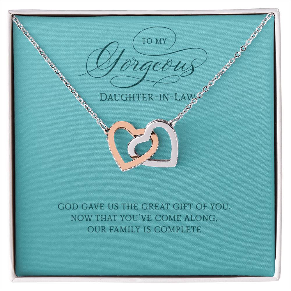 Daughter-In-Law Gift On Wedding Day Future Daughter In Law Wedding Gift For Bride From Mother Or Father In Law Interlocking Hearts Necklace