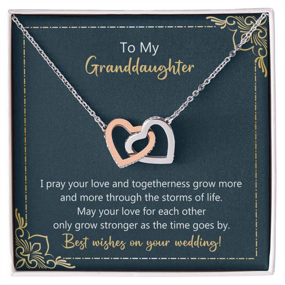 To My Granddaughter May Your Love Grow Stronger Necklace Interlocking Hearts Necklace