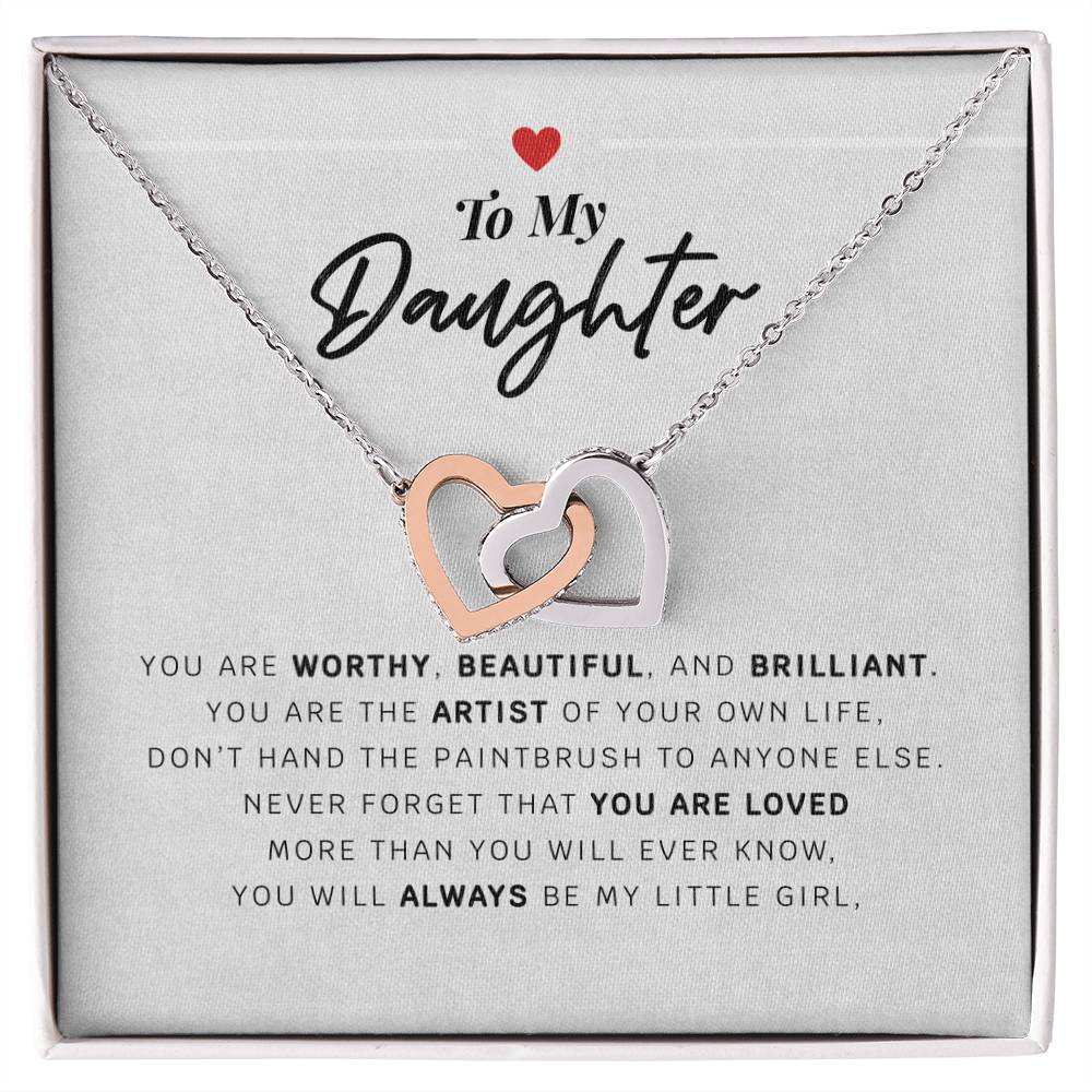Daughter Necklace Gift Hearts From Mom Dad To Our Dear Daughter Present For Christmas Birthday Jewelry From Parents Interlocking Hearts Necklace