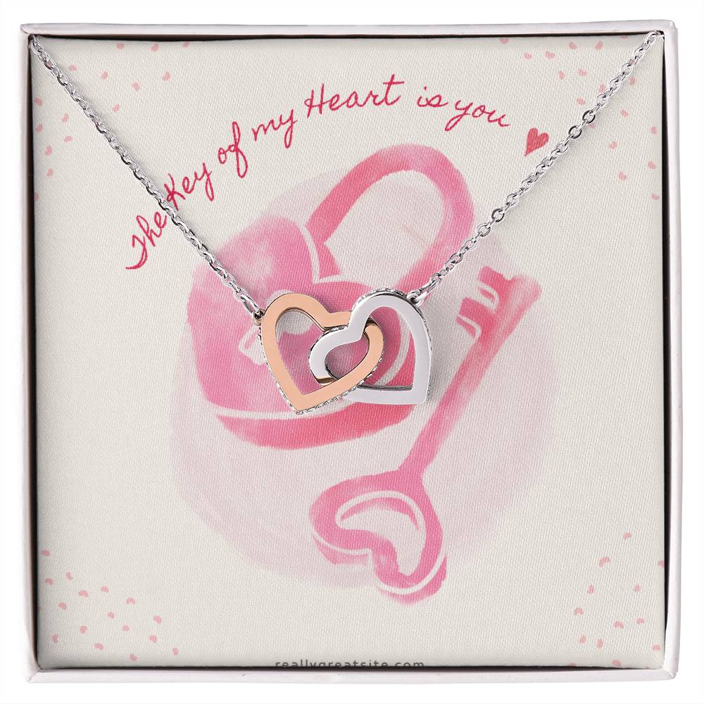 The Key Of My Heart Is Yours Interlocking Hearts Necklace