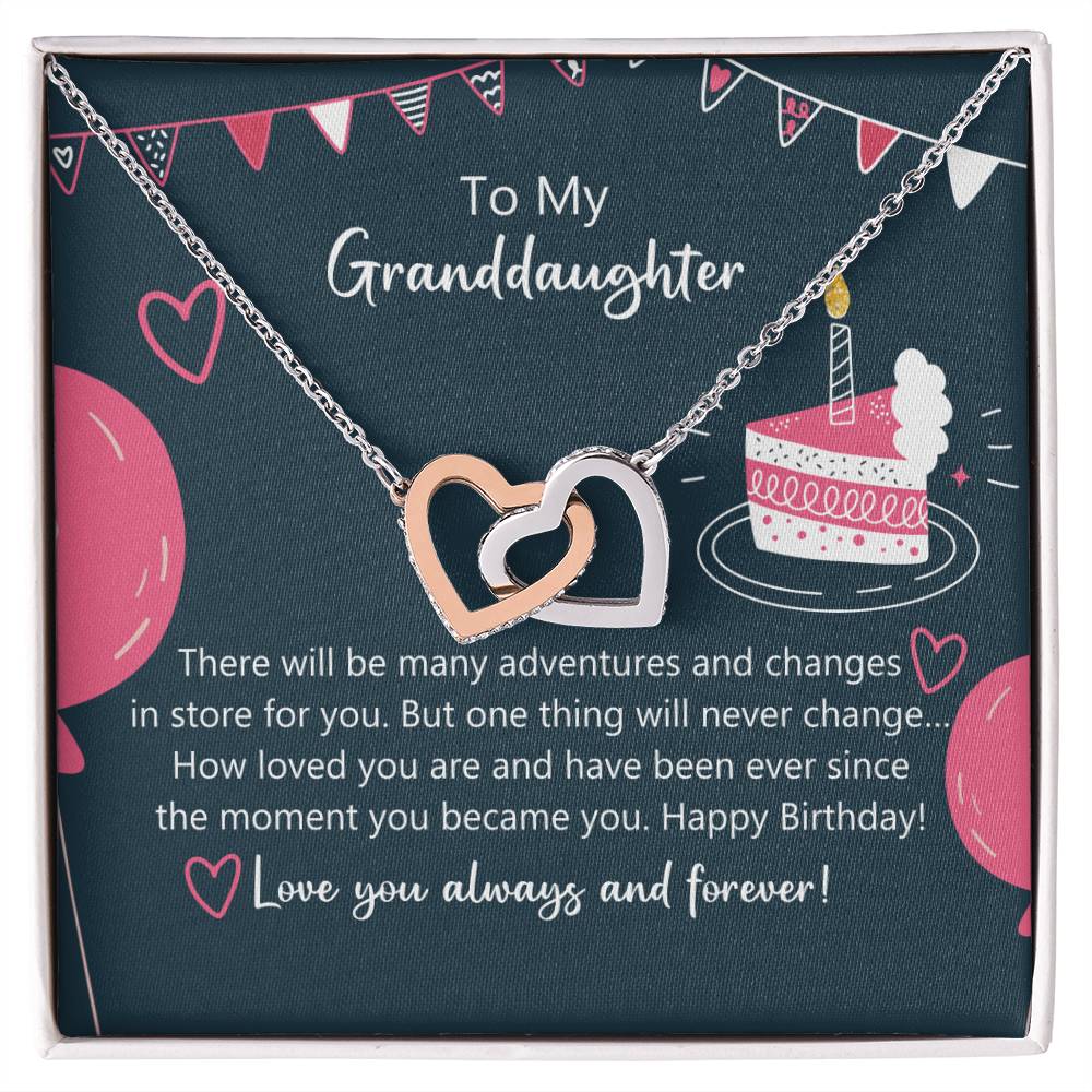 To My Granddaughter - How Lovely You Are Happy Birthday Necklace Interlocking Hearts Necklace