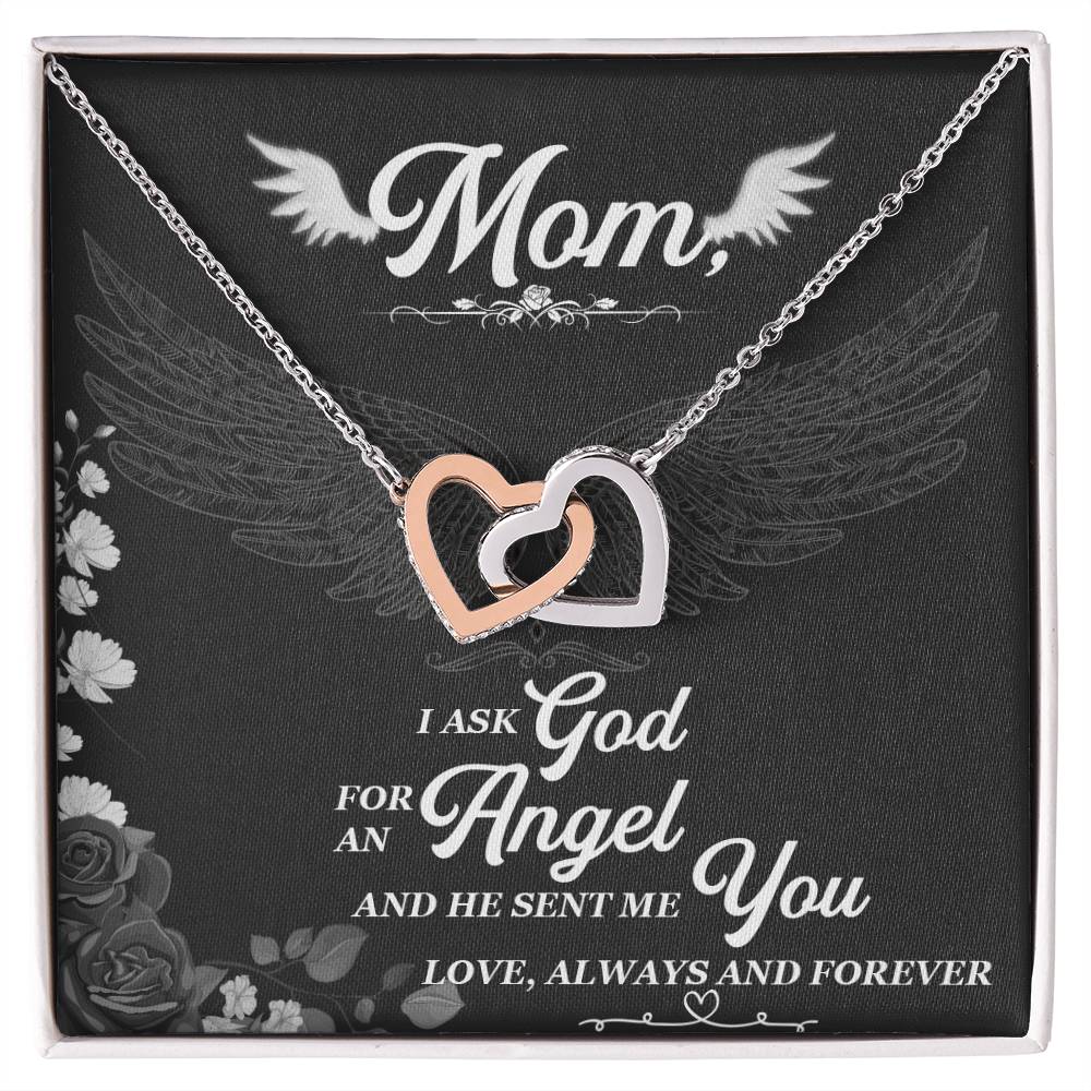 I Asked God For An Angel And He Sent Me You Interlocking Hearts Necklace