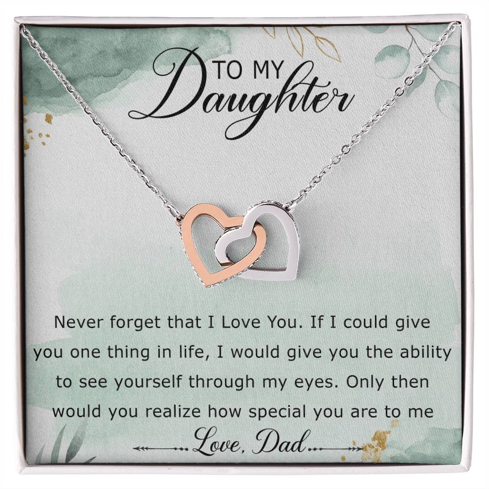 To My Daughter Interlocking Hearts Necklace Message Card