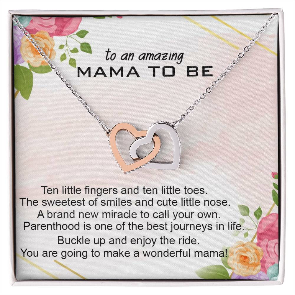 To An Amazing Mama To Be Necklace Gift Gift For First Time Mom Pregnancy Gift For Best Friend Mom To Be Interlocking Heart Necklace Interlocking Hearts Necklace