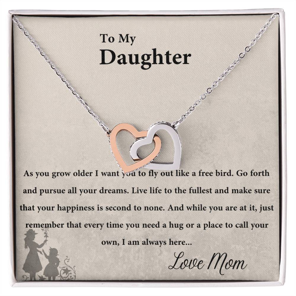 To My Daughter Interlocked Necklace Interlocking Hearts Necklace