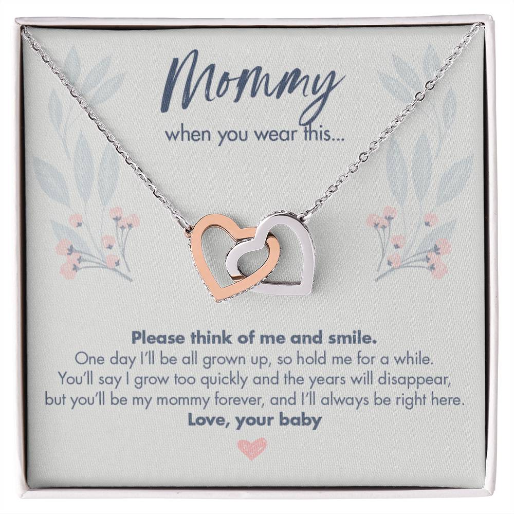 Gift From Baby To Mommy With - Mommy When You Wear This Necklace Interlocking Hearts Necklace