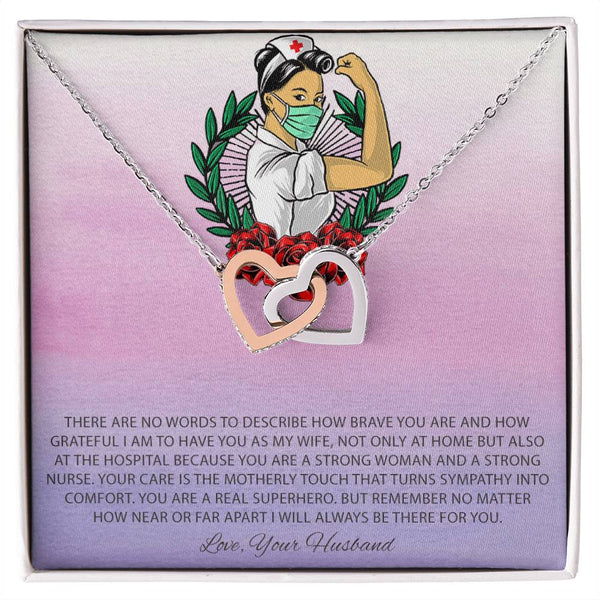 To My Beautiful Nurse Interlocking Hearts Necklace