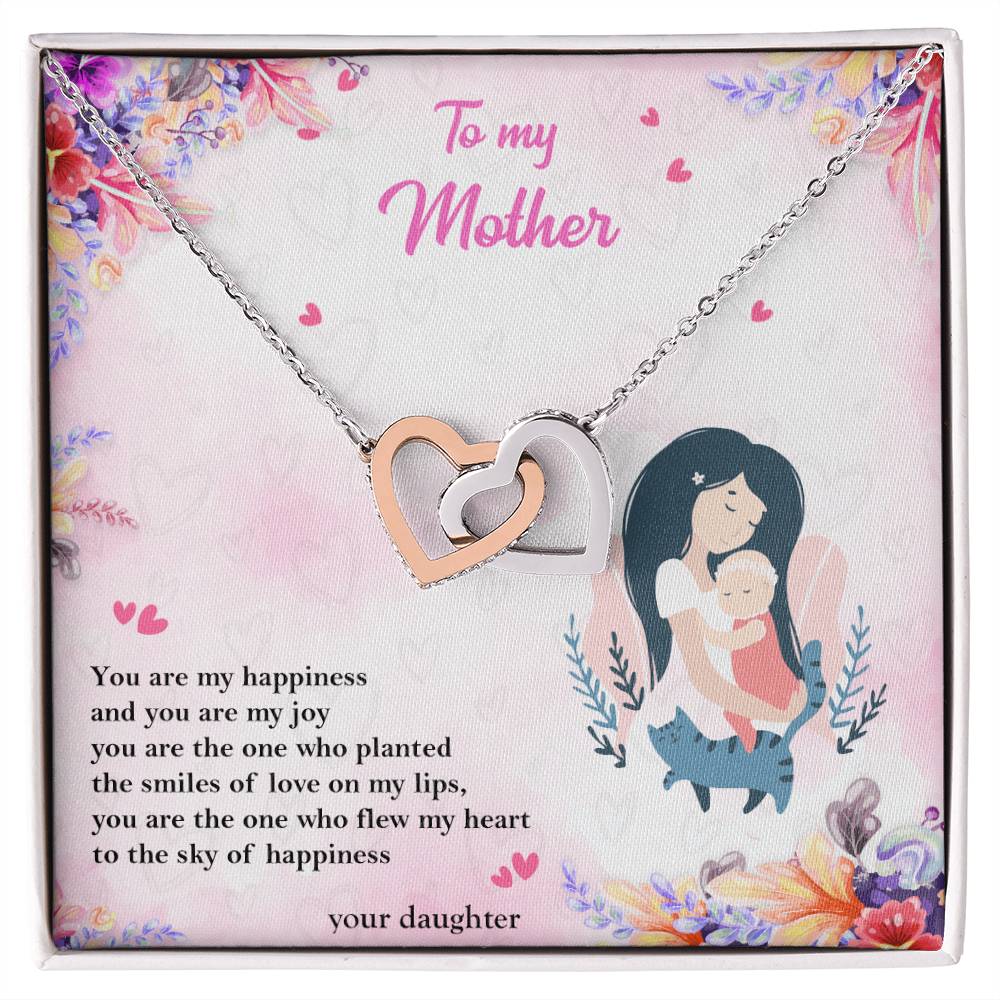 To My Mother - Two Hearts Interlocking Hearts Necklace