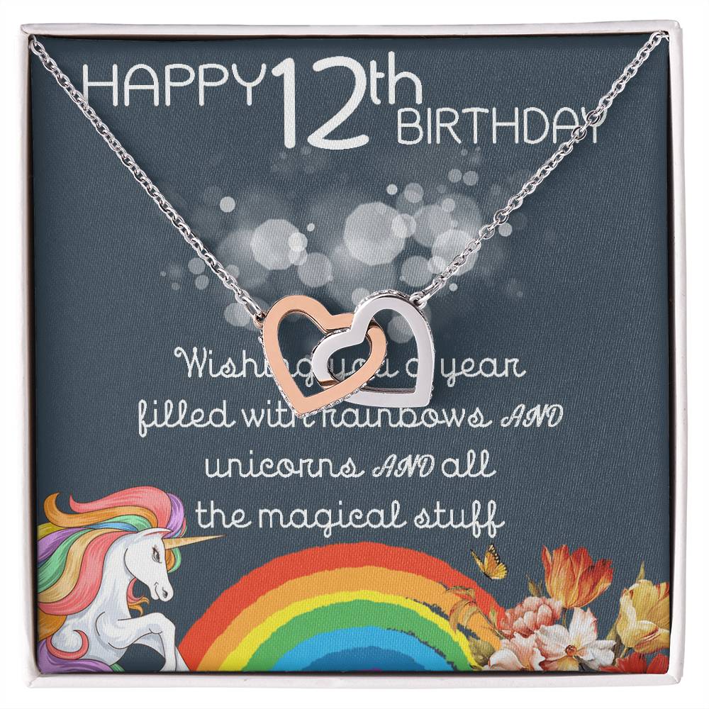 12Th Birthday Necklace Gifts For Girls Cute Unicorn 12 Years Old Girl Jewelry Gift For Daughter Niece Interlocking Necklace Xu246Il05 Interlocking Hearts Necklace