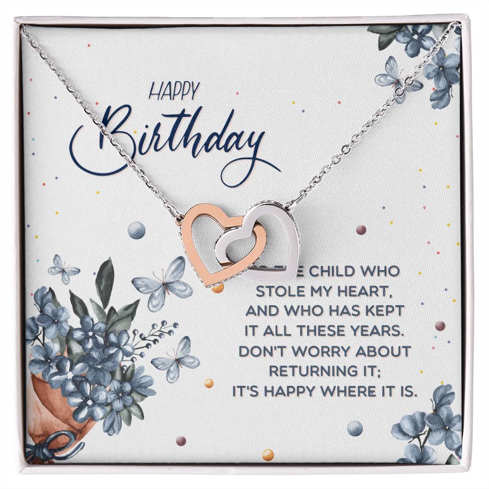 Birthday Gift For Her -Stolen My Heart Necklace Interlocking Hearts Necklace