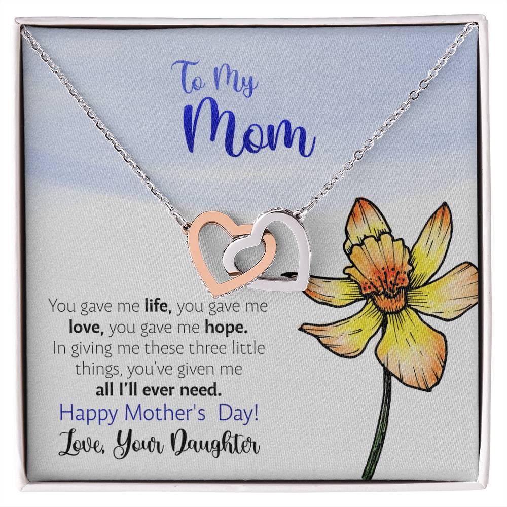 Mother'S Day From Daughter - You Gave Me Hope - Interlocking Hearts Necklace