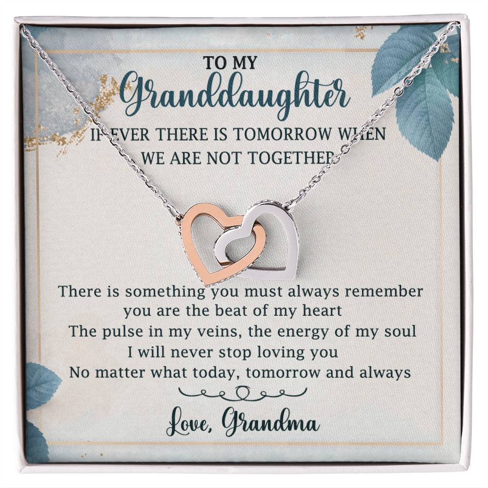 To My Granddaughter Interlocking Hearts Necklace Message Card