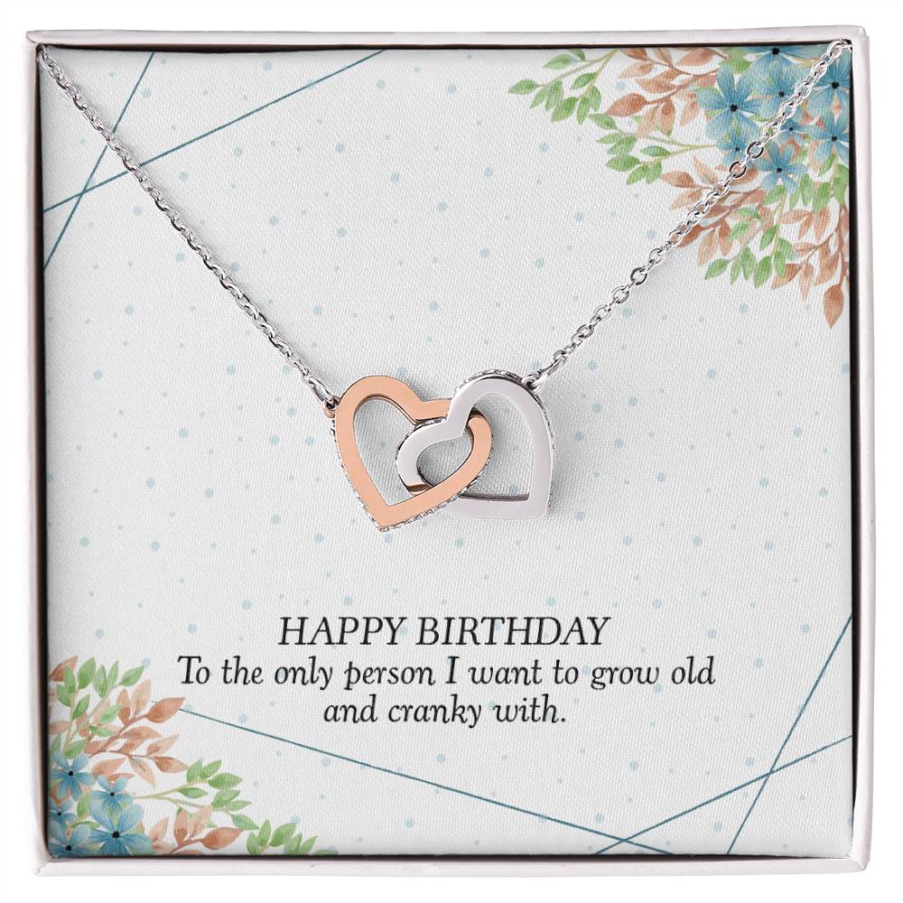 Birthday Gift For Her - I Want To Grow Old With You Necklace Interlocking Hearts Necklace