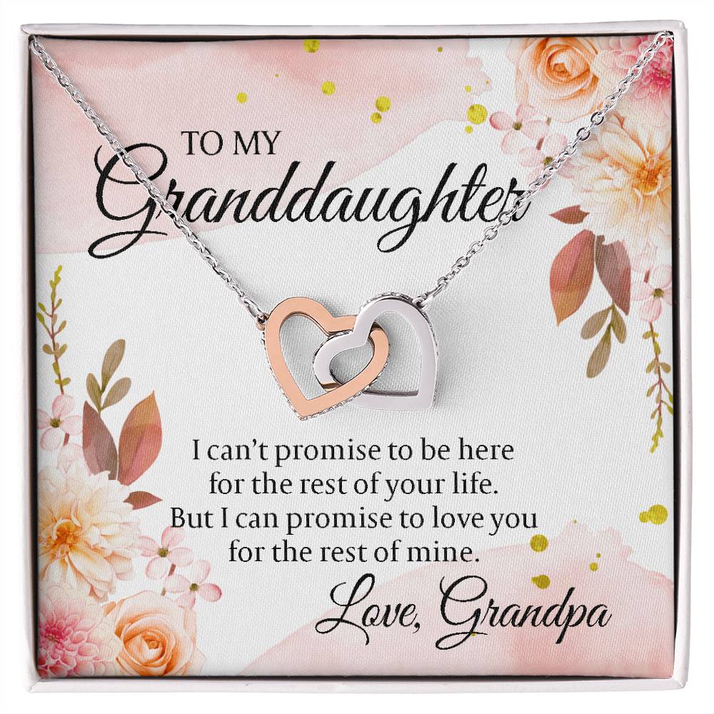 To My Granddaughter From Grandpa - I Can'T Promise To Be Here Interlocking Hearts Necklace