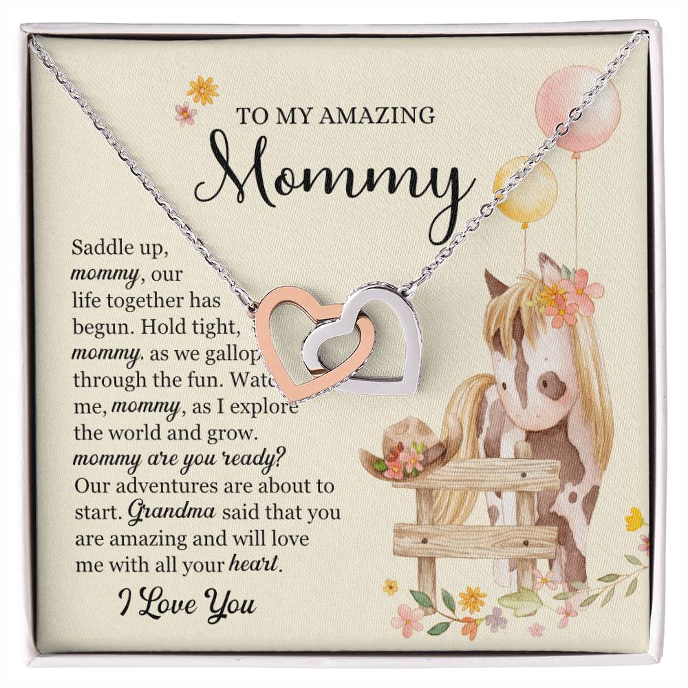 Saddle Up Amazing Mommy Necklace Interlocking Hearts Necklace