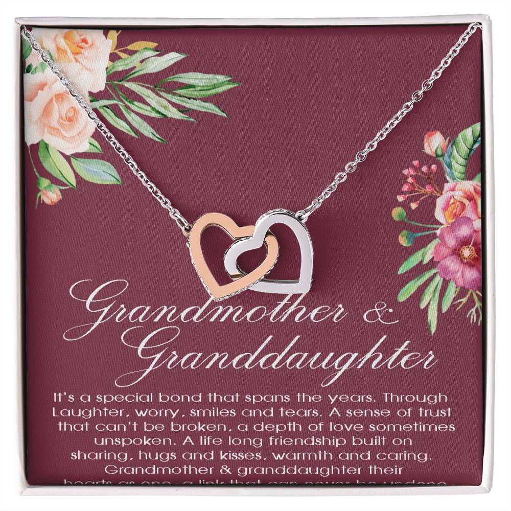 Grandmother &amp; Granddaughter Necklace Grandma Gift Granddaughter Gift Nana Grandma Jewelry For Family Birthday Gift Christmas Gift Interlocking Hearts Necklace