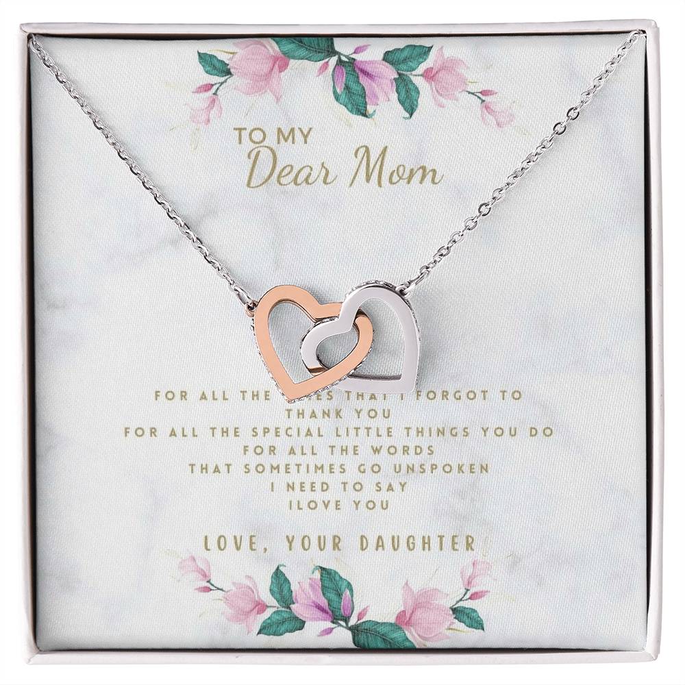 Daughter To Mom For Mom 2022 Mother&#39;S Day Birthday Wedding Christmas Gifts Interlocking Hearts Necklace