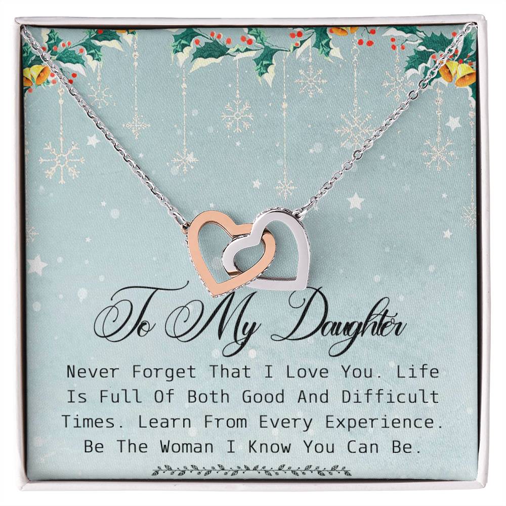 To My Daughter Interlocking Hearts Necklace Message Card
