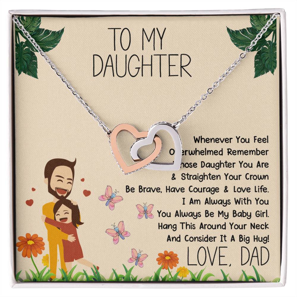 To My Daughter Love Dad Necklace Interlocking Hearts Necklace
