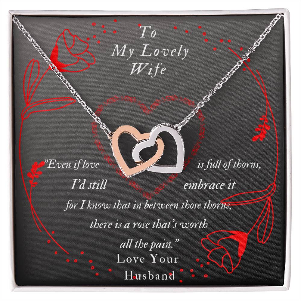 To My Lovely Wife-Two Interlocked Heart Necklace Pendant Interlocking Hearts Necklace