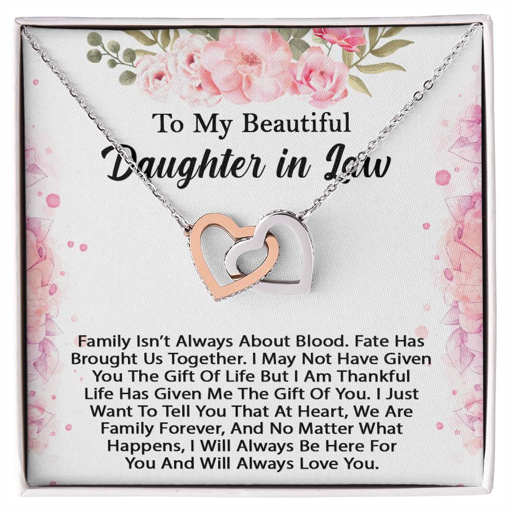 To My Beautiful Daughter In Law Hearts Necklace - Perfect Gift Interlocking Hearts Necklace