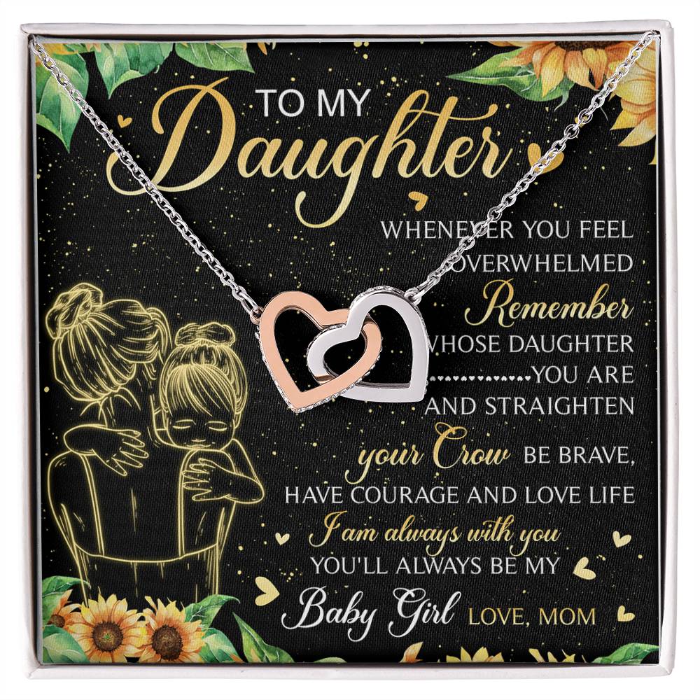 To My Daughter My Baby Girl Interlocking Hearts Necklace Birthday Message Card Gift From Mom
