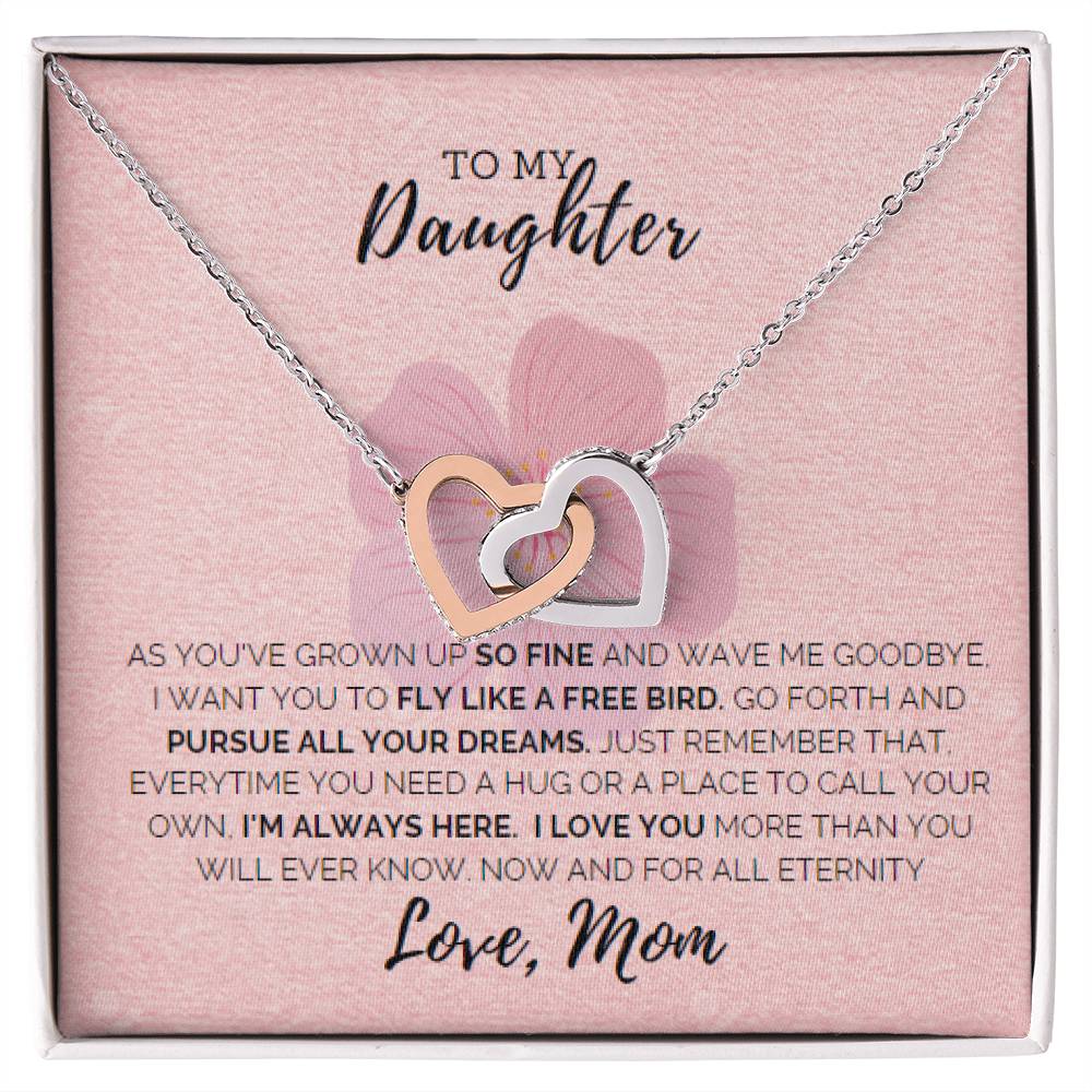 To My Daughter-I Love You Interlocking Hearts Necklace