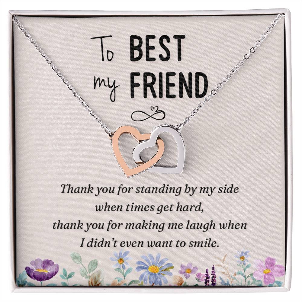 To My Best Friend-Thank You Interlocking Hearts Necklace