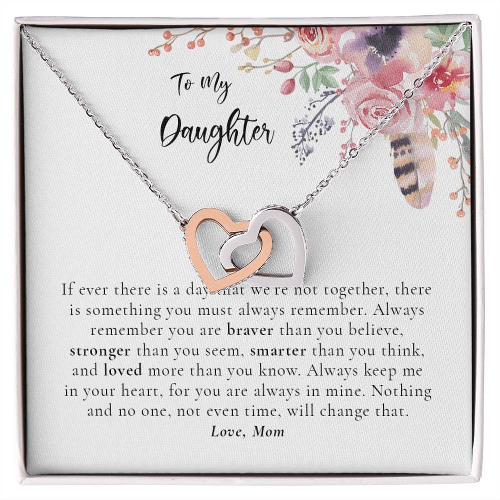 To My Daughter Necklace - White Interlocking Hearts Necklace