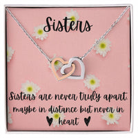 Sisters - Interlocking Necklace - Daisy Background Interlocking Hearts Necklace