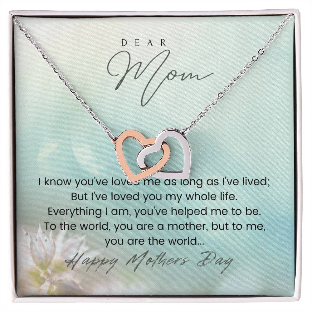 Happy Mothers Day Mom Double Heart Necklace Interlocking Hearts Necklace