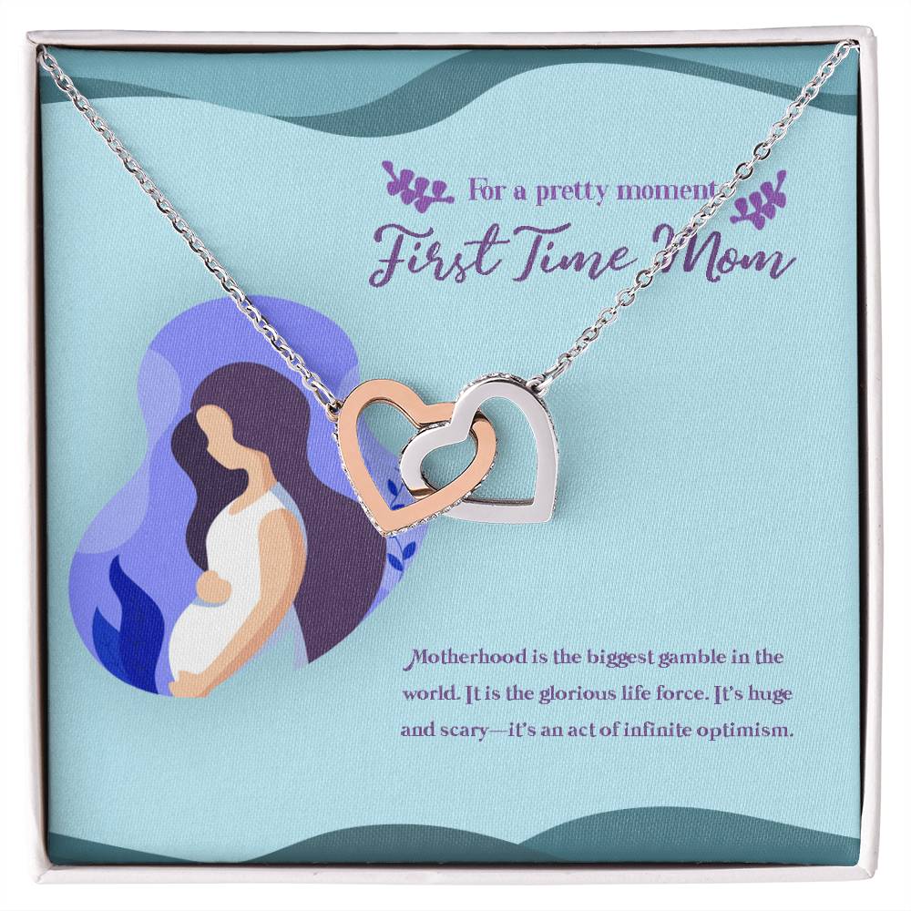 To My Mom The First Time Mommy Mother'S Day Mommy To Be Gift Pregnant Necklace Interlocking Hearts Necklace