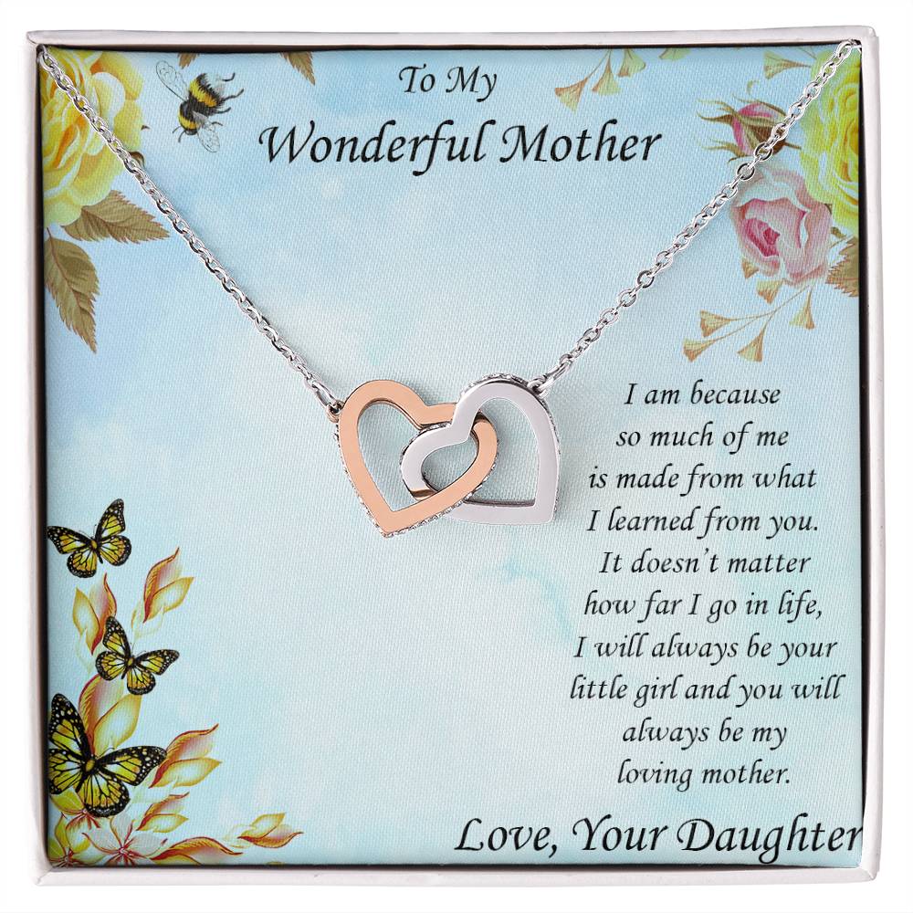 Beautiful Gold And Silver Interlocking Hearts Necklace Gift For Mother From Daughter