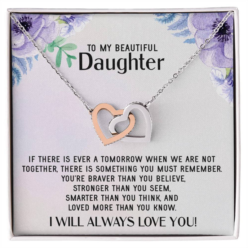 To My Daughter Necklace Gift From Mom Sentimental Jewelry Gift From Father Mother'S Day Gift For Daughter From Mother Interlocking Hearts Necklace
