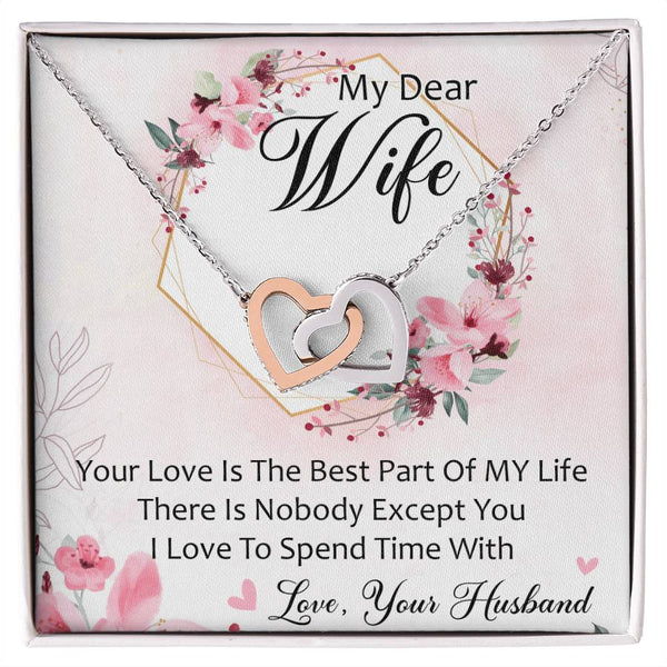 My Dear Wife Interlocking Hearts Necklace Message Card