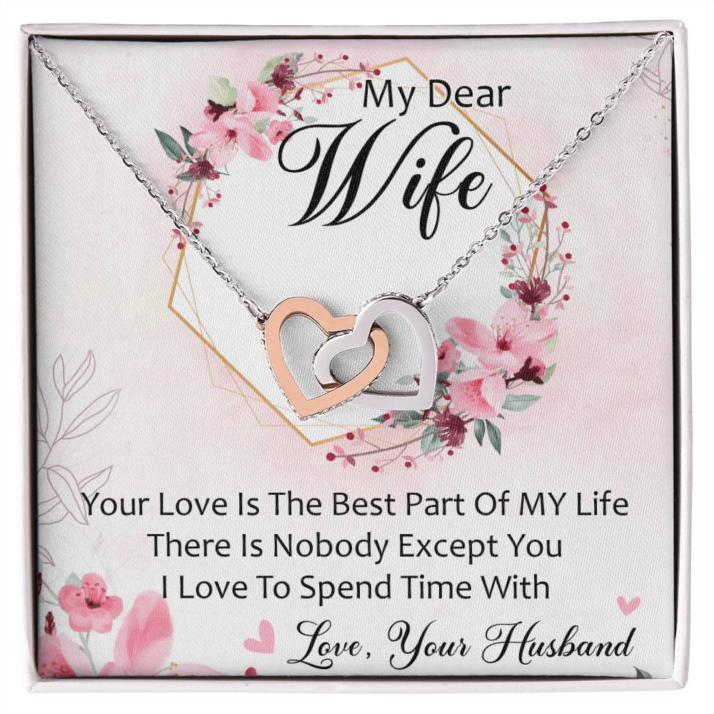 My Dear Wife Interlocking Hearts Necklace Message Card