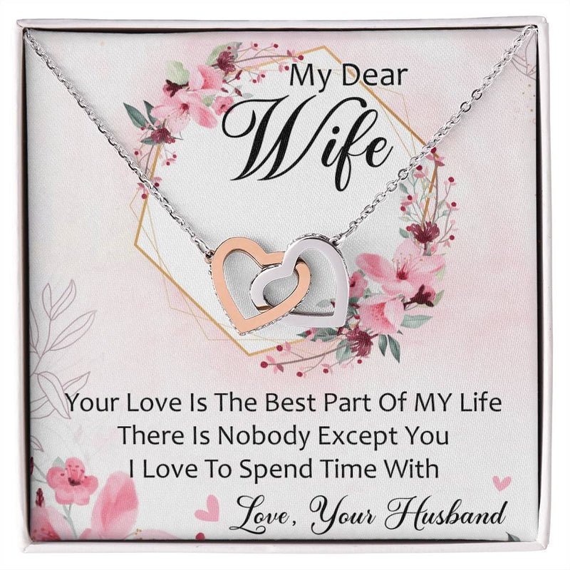 My Dear Wife Interlocking Hearts Necklace Message Card