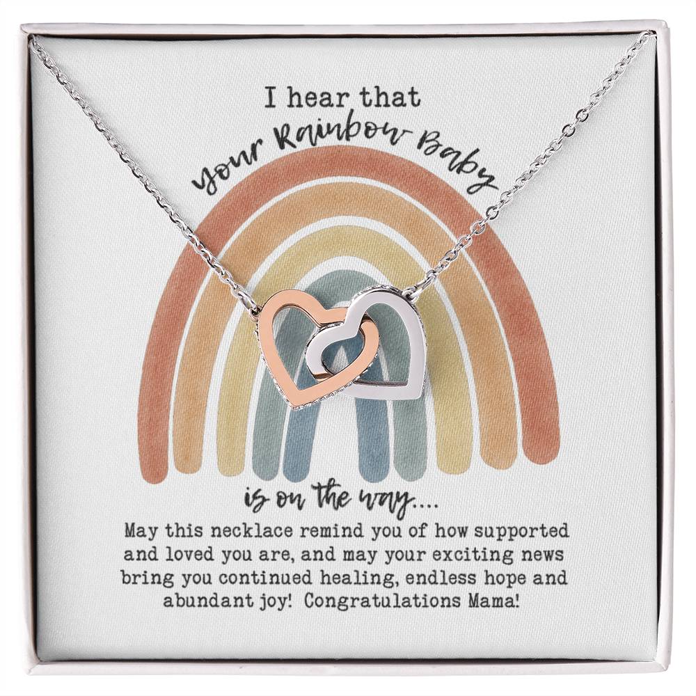 Rainbow Baby Necklace Interlocking Hearts Necklace
