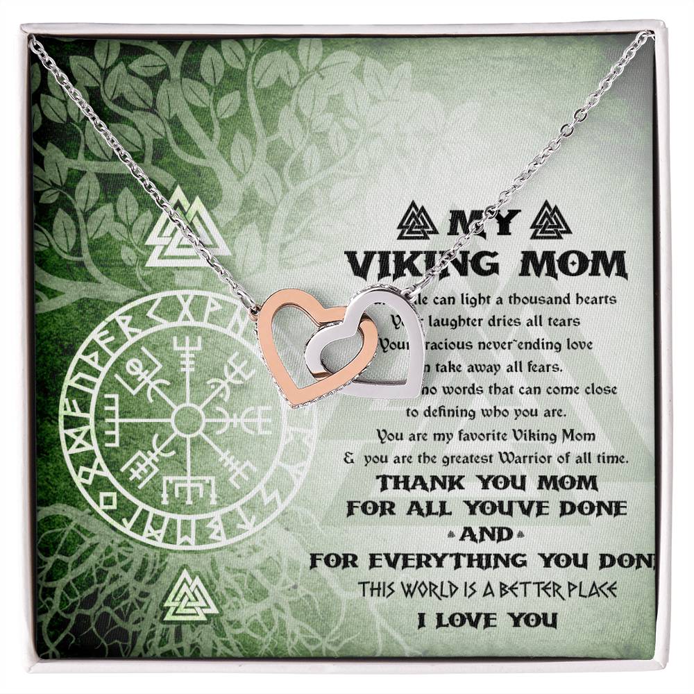My Viking Mom Necklace - Viking Mother Gift - Mother&#39;S Day Gift Interlocking Hearts Necklace